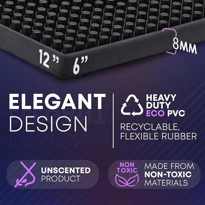 Radical Impact Rubber Bar Mat 6×12", Premium Countertop Mat for Coffee Bar, Home Bar & Kitchen, Durable 1cm Thick Rubber Drink Mat with Textured Surface That Helps Reduce Slipping, Black Bar Spill Mat - Image 2